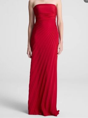 A.L.C. Red Strapless Pleated Dress